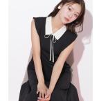 ワンピース コルセットリブ襟付きニットワンピース