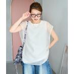 tシャツ 限定展開 オーガンジー × カットソー 重ね フレンチ スリーブ プルオーバー レディース