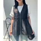ベスト ジレ ●ぺプラムジップVネックベスト レディース