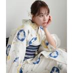 浴衣 浴衣3点セット クリームに黄色と青のぼかし朝顔 レディース