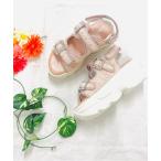 サンダル 「厚底」ビジューツイードスニーカーサンダル CT7756 レディース