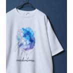 tシャツ Cool Touch Ponte Fabric Watercolor Print Floral Embroidery T-shirt/接触冷