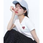 tシャツ クロップドハート刺繍Tシャツ レディース