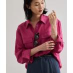 ショッピングリネン ブラウス シャツ ブライトリネン フラップシャツブラウス/洗える レディース