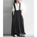 サロペット オーバーオール ワイドプリーツサロペット レディース