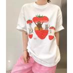 tシャツ 「portulaca」いちごの中からアニマルTシャツ レディース
