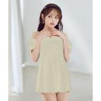 水着 ビジューオフショルダーワンピースビキニ2点セット 「ビキニ」「水着」 レディース