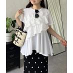 tシャツ パールフリルペプラムTシャツ レディース