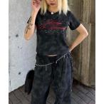tシャツ ダート加工スタッズチビT レディース
