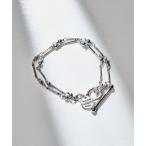 ブレスレット 「PHILIPPE AUDIBERT」Garnet double bracelet, brass silver plated BRS66