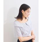 ブラウス シャツ 「防シワ」ラメミックスオフショルダー風ストライプシャツ レディース