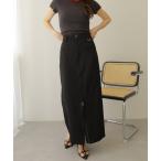 スカート front zip slit long skirt /フロント ジップ スリット ロング スカート