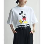 tシャツ 「Disney/ディズニー」×「LOVE BOAT/ラブボート」ミッキーロゴ アートワーク 半袖クルーネックTシャツ メンズ レディース