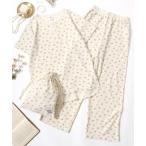 パジャマ ルームウェア JEMORGAN/ジェーイーモーガン セットアップ 花総柄 ワッフル ヘンリーネック半袖Tシャツ&パンツ&ポーチ 3点セット/