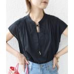 ブラウス シャツ 「手洗い可能」スキッパー タック フレンチ スリーブ ブラウス レディース