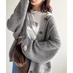 カーディガン 「JaVaジャバコラボ」メンズライクなこなれ感を演出。メランジ襟付きカーディガン レディース