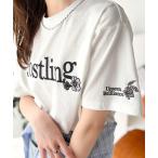 tシャツ ナチュラルな中に、さりげない華。綿100%ロゴ×フラワー刺繍ビッグTシャツ(半袖) レディース