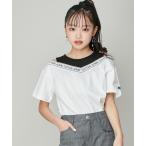 tシャツ 「コットン100%」肩あきレイヤード風ロゴTシャツ キッズ 子供服 女の子