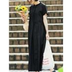 「Live in comfort」 半袖ワンピース NM ブラック レディース