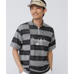 tシャツ 「PEARLY GATES」パイルボーダー半袖ハーフジップアップカットソー メンズ