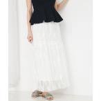 スカート ２WAYレースロングスカート　裏地取り外し可能　レイヤードコーデ