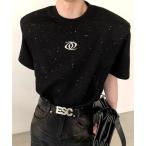 tシャツ モードスパンコールロゴTシャツ メンズ レディース