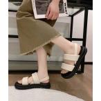 サンダル 「shoes 365」トリプルストラップ厚底サンダル レディース