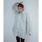 ショッピングシャツワンピース シャツワンピース DECADE CLASSIC スタンドカラー プリーツ シャツワンピース