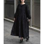 ワンピース フリンジロングドレス（ボリューム/ルーズシルエット）（オケージョンドレス/ワンピース/フリンジ/結婚式/パーティー/長袖ドレス）