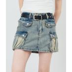 スカート カーゴデニムミニスカー