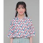 パーカー コットン100％　総柄バルーン半袖パーカー キッズ 子供服 女の子