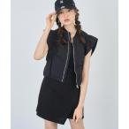 ベスト ジレ ショート丈 ギャザー 