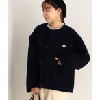 「DANTON」 ノーカラージャケット 38 ネイビー レディース