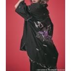 ショッピングレディ 夏 ブラウス シャツ 「GALFY×KUROMI」イルガルフィーボロボロデニム半袖BIGシャツ / 「ガルフィー×クロミ」ダメージロゴ半袖シャツ レディー