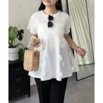 tシャツ フラワーモチーフペプラムTシャツ レディース