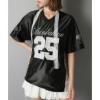 tシャツ 半袖ユニフォームTシャツ/レース切り替え/25ロゴ レディース