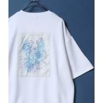 tシャツ Cool Touch Ponte Fabric Flower&Geometry Back Print T-shirt/ポンチ バックプリント