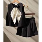 ショッピングタンクトップ レディース タンクトップ ノースリーブ リボンタンク＋ショートパンツセットアップ レディース