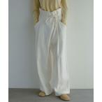 パンツ フロントデザインハイウエストパンツ レディース