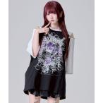 tシャツ 「REFLEM/レフレム」薔薇プリントラグランTシャツ/ハーフスリーブカットソー レディース メンズ