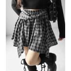 スカート 「 インナーパンツ裏地付 」シャツレイヤードチェックミニスカート / shirt layered check mini skirt