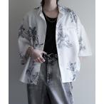 シャツ 「cussil/クシル」サテンライクタイダイ柄ルーズシルエットレギュラーカラー半袖シャツ メンズ レディース