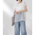 tシャツ シアーレイヤードノースリーブカットトップス レディース