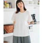 tシャツ サイドレースドルマンプルオーバー レディース