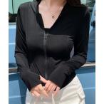 ラッシュガード ラッシュガード 長袖 zipパーカー 無地 レディース