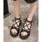 サンダル リボン ストラップ 厚底サンダル フラットタイプ レディース