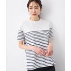 tシャツ 2025年春夏「接触冷感・UVカット」オーガニックコットンパネルボーダーTシャツ レディース