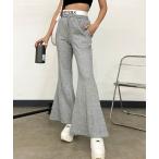 スウェットパンツ ジャージ ウエストロゴフレアパンツ レディース