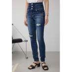 ジーンズ デニム デニムパンツ AZUL DENIM ハイウエストボタンリペアスキニー レディース