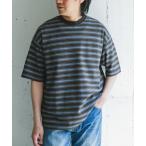 tシャツ プリントボーダーショートスリーブTシャツ メンズ